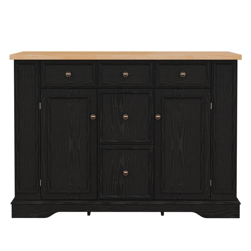 Sideboard Buffet Cabinet With 5 Drawers, 2 Cabinets, Adjustable Shelves