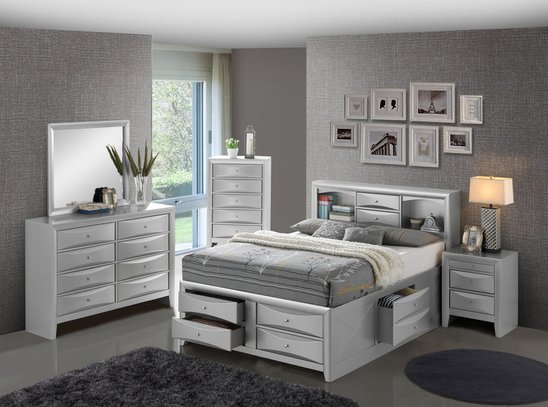 Modern Design Storage Bed With Bookcase Headboard