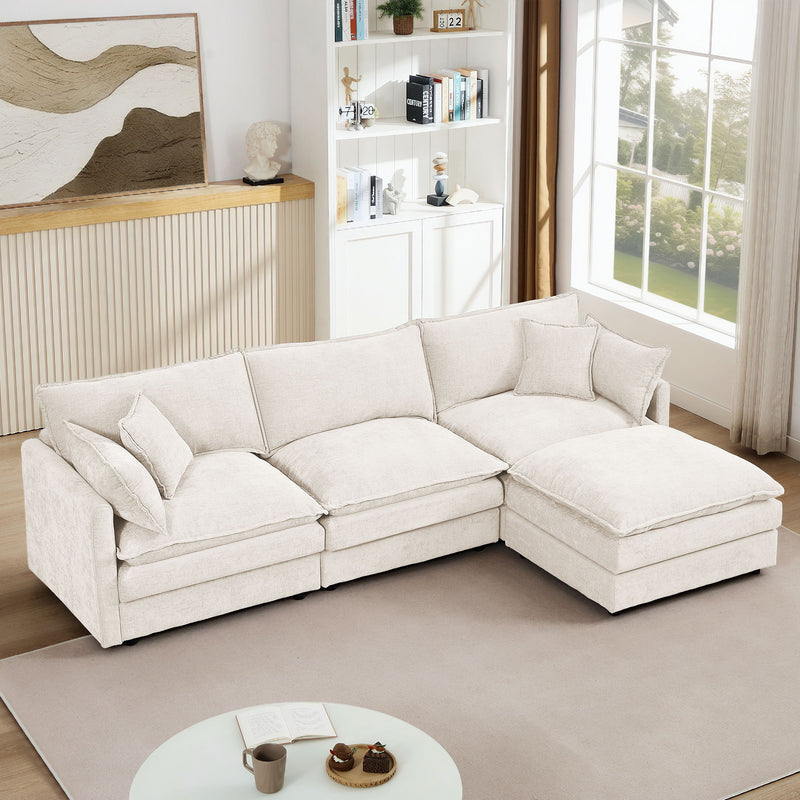 Modular L-Shaped Sectional Sofa With Movable Ottoman