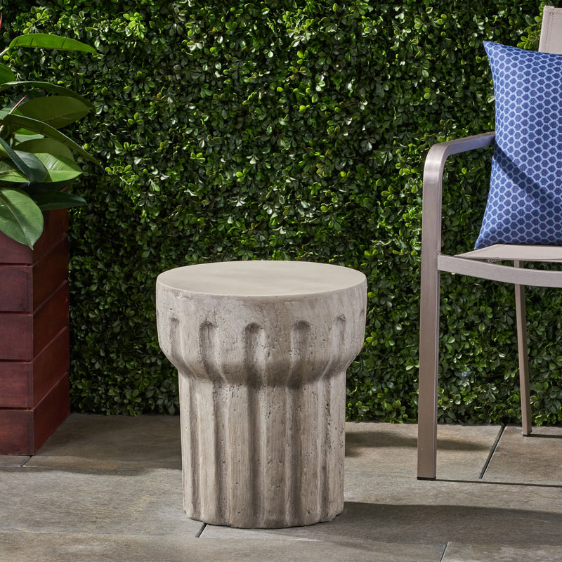 Outdoor Round Side Table - Gray