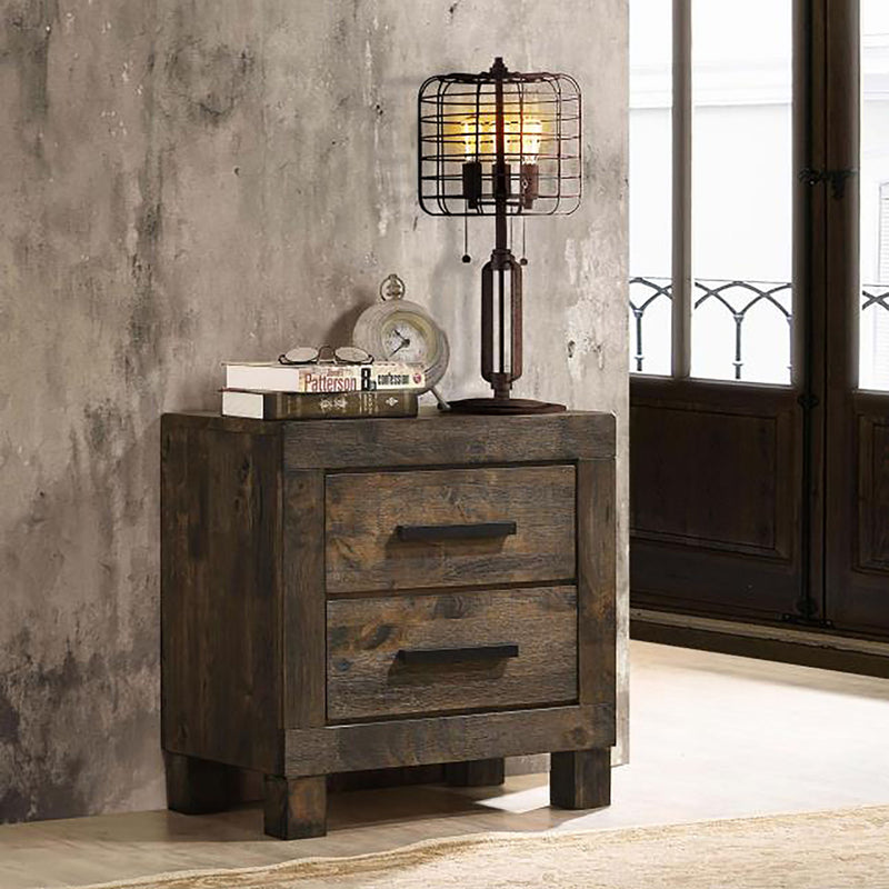 2 Drawer Nightstand - Brown Wood