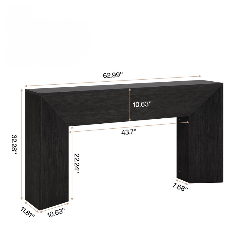 Extra Long Console Table Table Behind Couch For Hallway & Living - Black