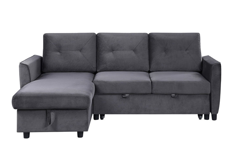 Hudson - Reversible Sleeper Sectional Sofa With Storage Chaise - Dark Gray