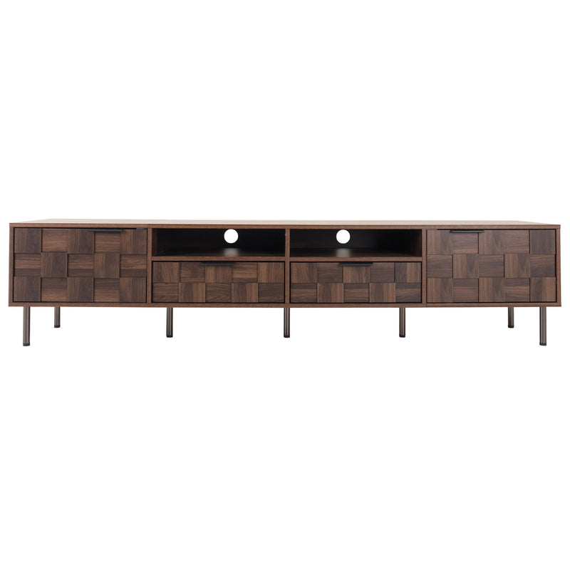 Mid Century TV Stand With 2 Drawers, Media Console Table For Tvs Up To 85'', Entertainment Center With Storage For Living Room - Dark Brown