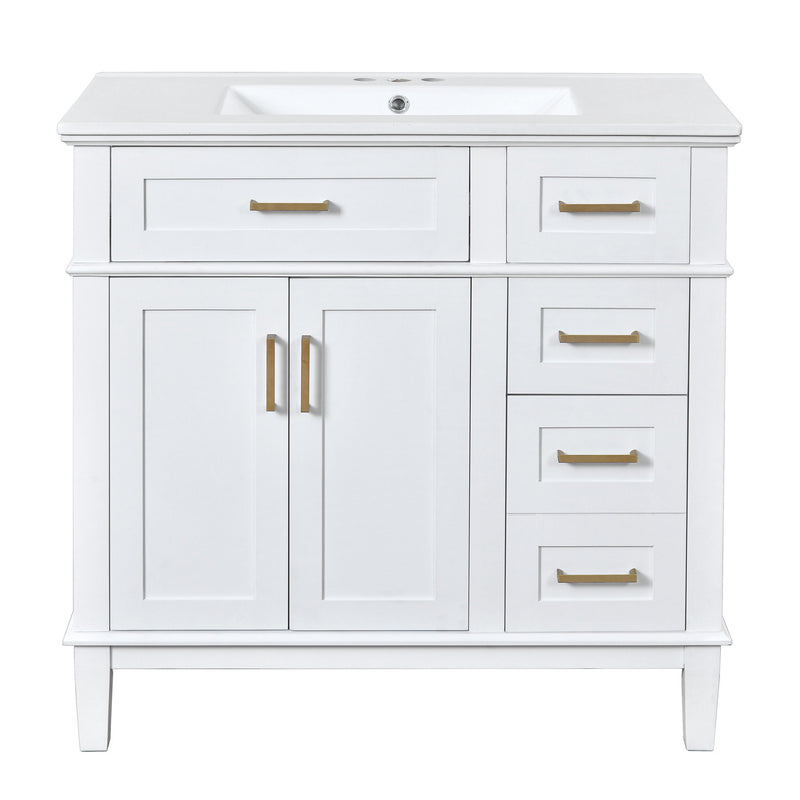 Modern Bathroom Vanity With Ceramic Sink, Soft Close Storage Cabinet