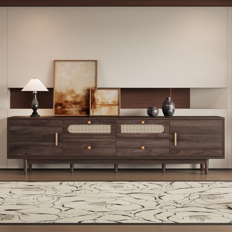 TV Stand With Drawers, Accent Entertainment Center For Living Room - Dark Brown