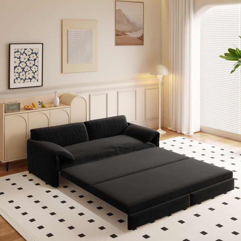 Queen Pull Out Sofa Bed, 3 In 1 Convertible Sleeper Sofa With Side Storage