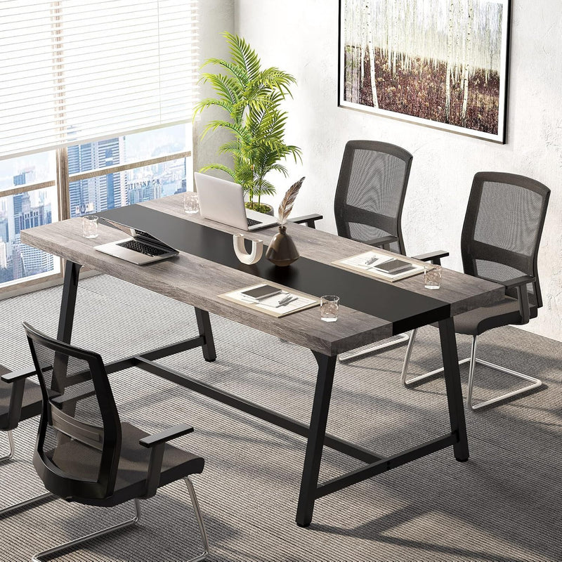 Modern Rectangular Conference Table For 6 - 8 People, Office Executive Desk