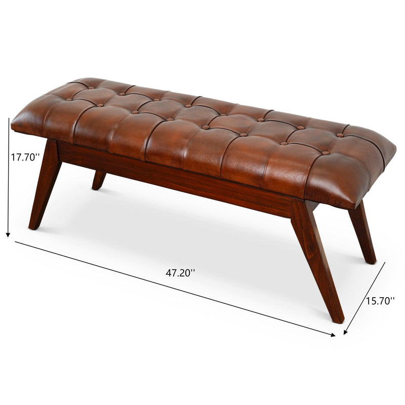 Maja - Bench - Cognac / Dark Brown
