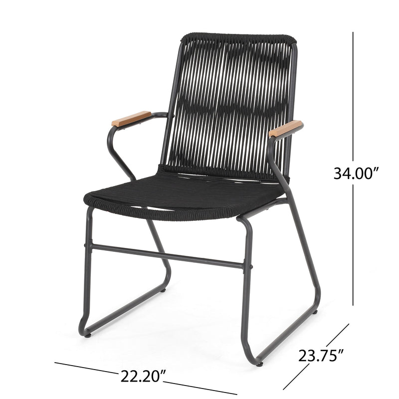 Moonstone - Outdoor Club Chair Set With Rope Weave Design - Black