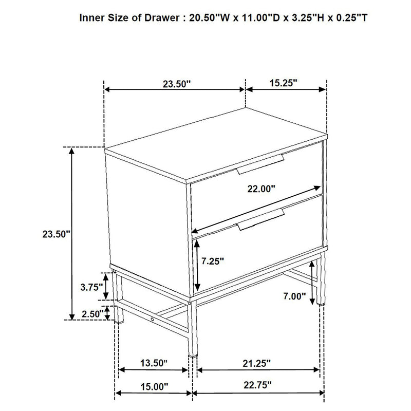Yountville - 2 Drawer Nightstand - White