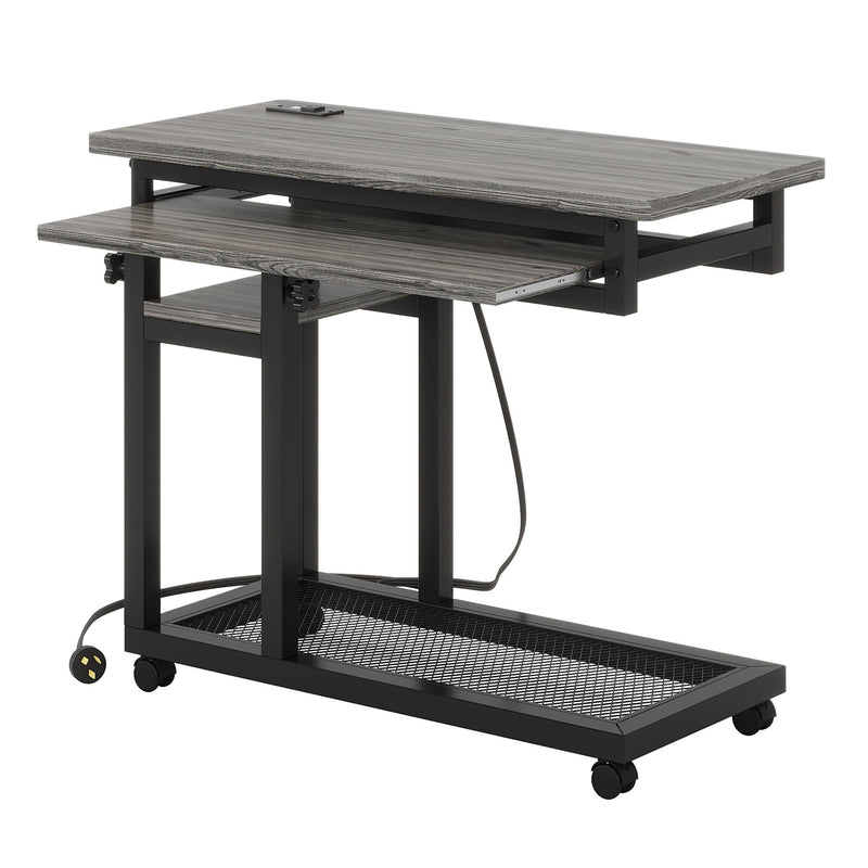 Adjustable Portable C-Shaped Desk With Power Outlet & USB Ports
