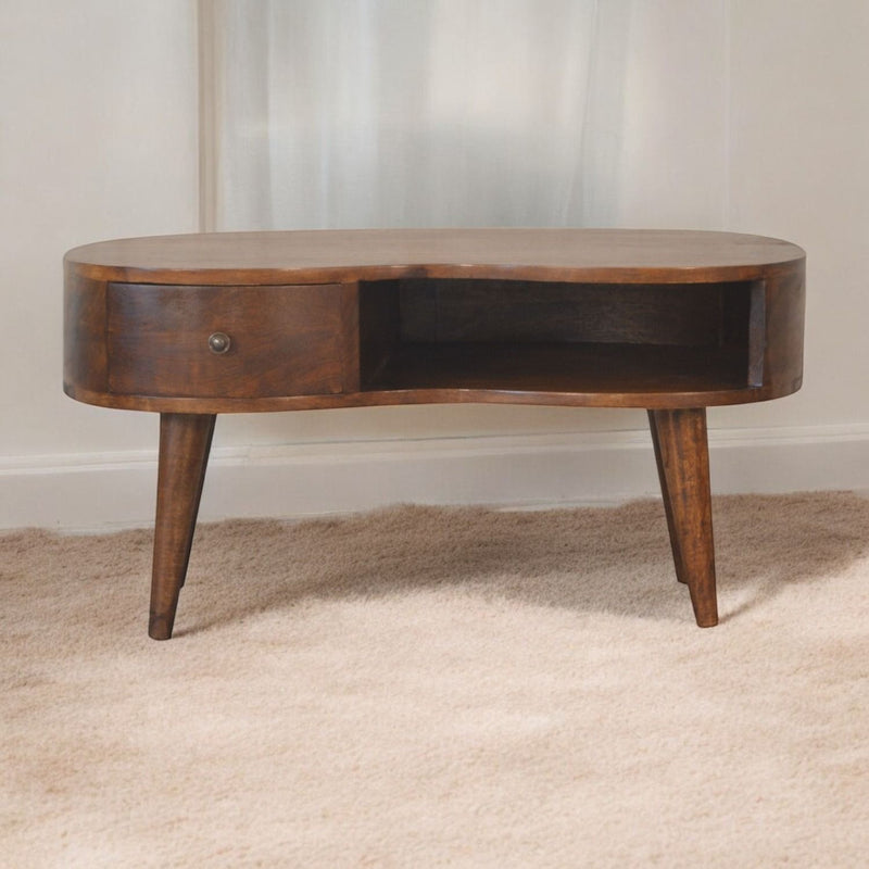 Wave Coffee Table With 1 Drawer