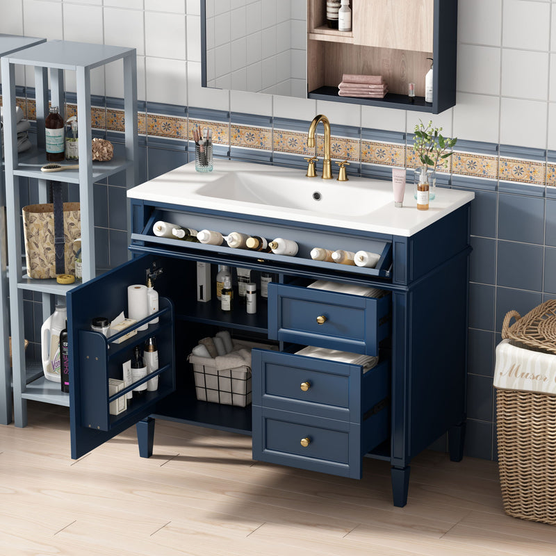 Bathroom Vanity & Top Sink, Modern Bathroom Storage Cabinet With 2 Drawers And A Tip-Out Drawer