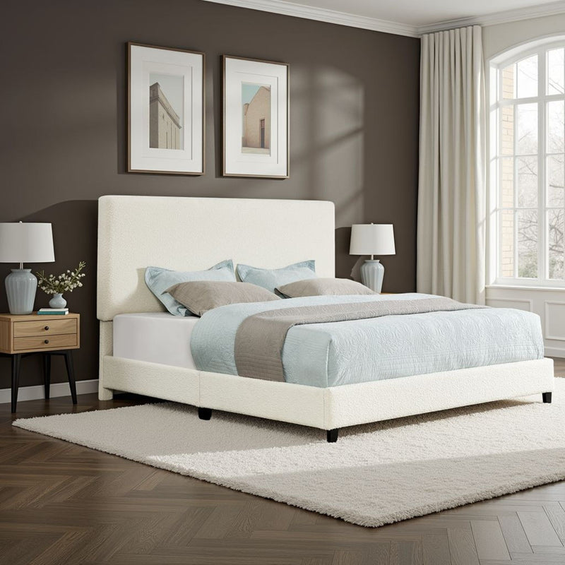 Boucle Upholstered Platform Bed