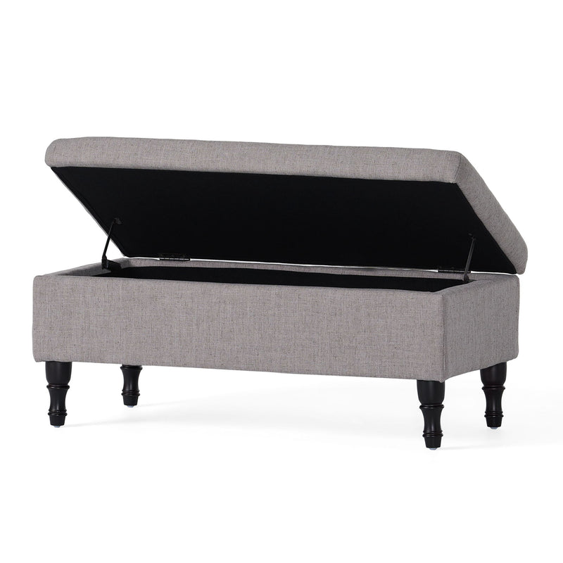 Dean - Fabric Storage Wide Tufted Rectangle Ottoman - Gray