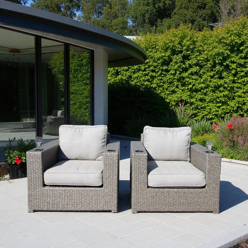 Outdoor Lounge Chairs With Cushions, Weather Resistant - Gray Mix