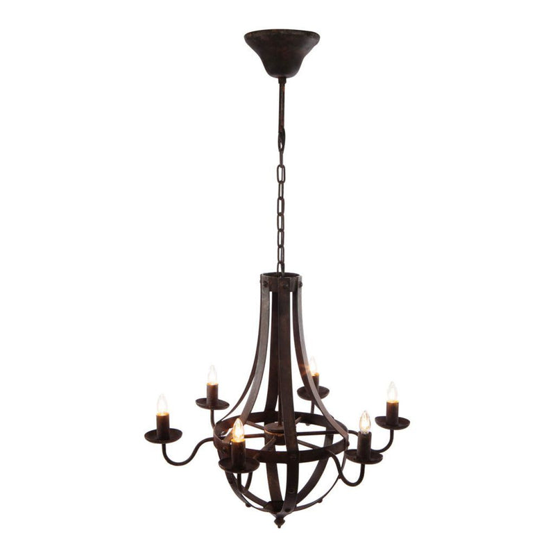 6 Light Metal Chandelier, Hanging Light Fixture With Adjustable Chain For Kitchen, Bulb Not Included - Black