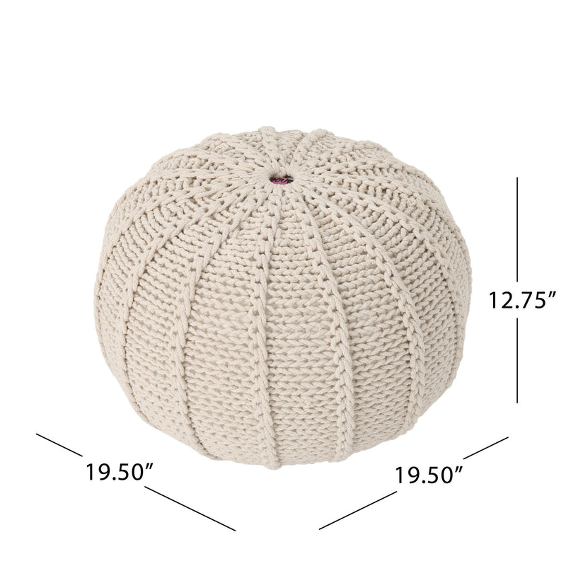 Bordeaux - Knitted Cotton Round Pouf Ottoman And Floor Cushion
