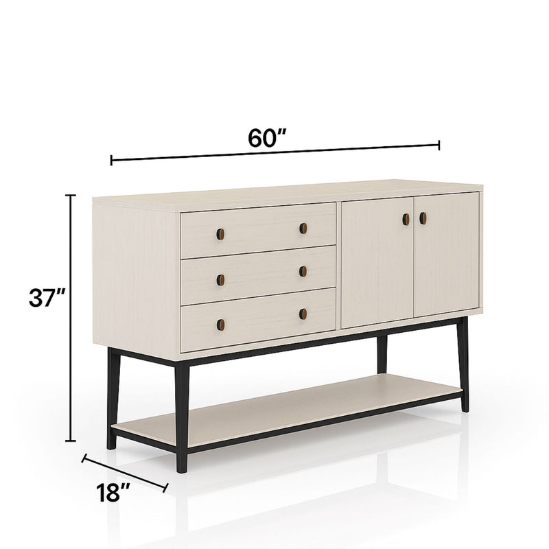 Server With Metal Base - White