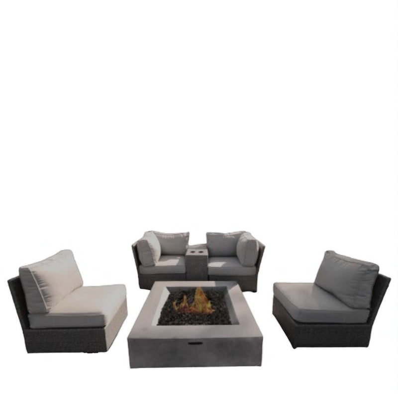 Contemporary Patio Seating Set With Fire Pit