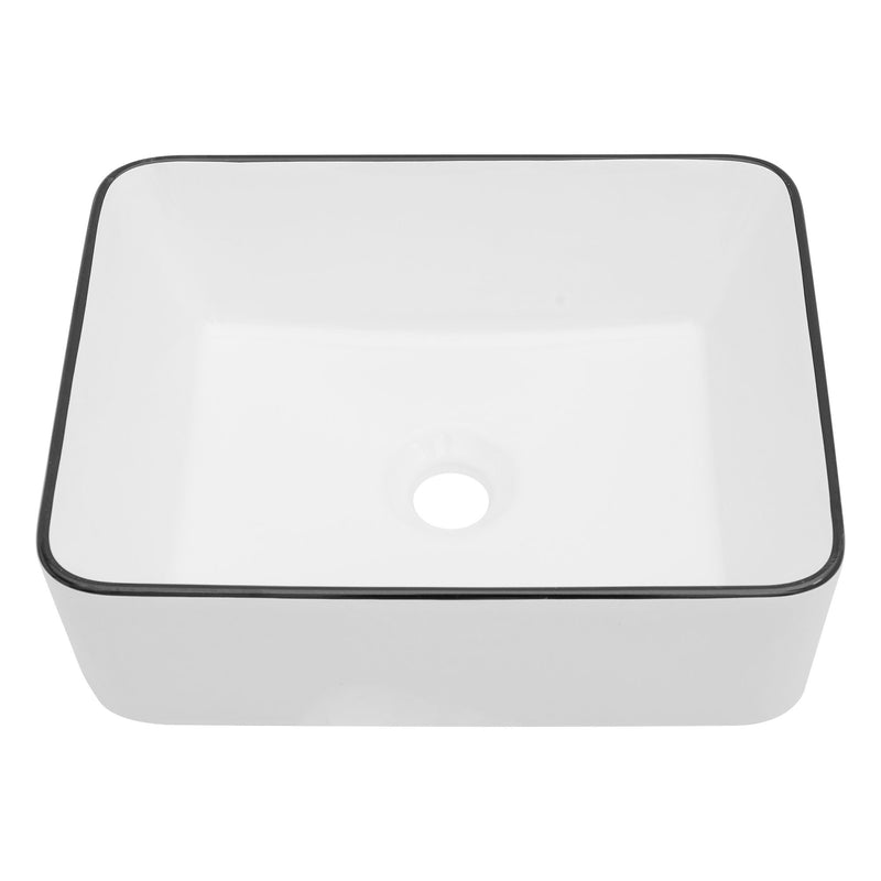 Modern European Style Ceramic Rectangular Vessel Bathroom Sink
