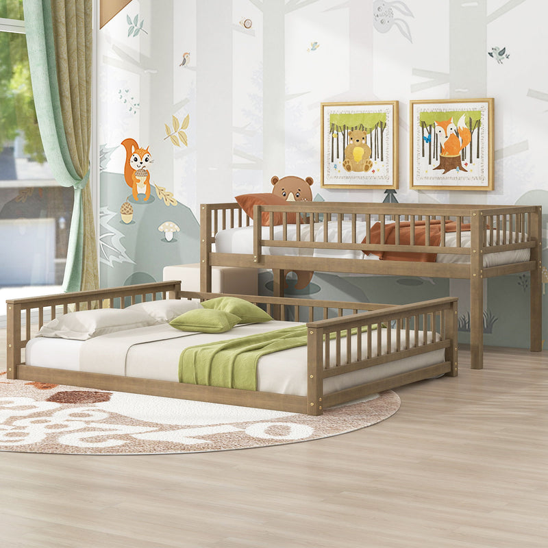 Bunk Bed With Ladder And Guardrails