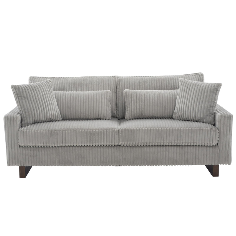 Modern Corduroy Loveseat Sofa With 4 Pillows