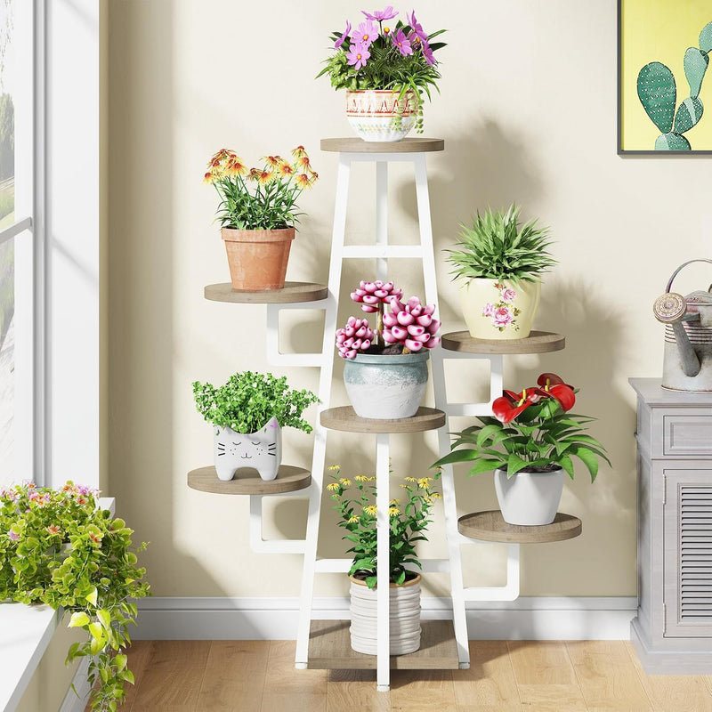 7 Tier Corner Plant Shelf With High Low Design For Living Room