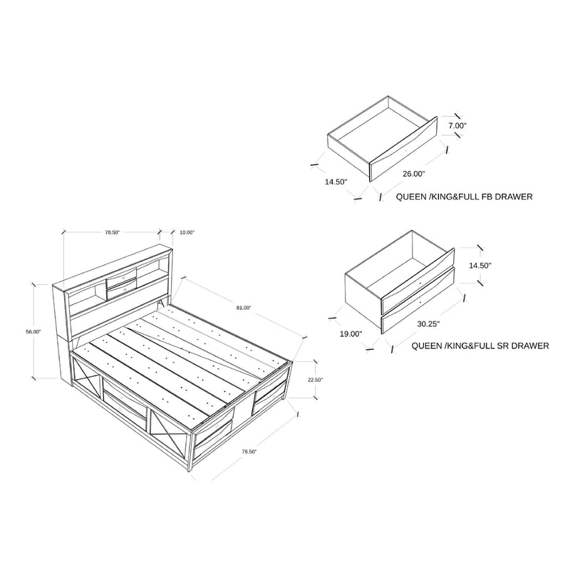 Lucille - Bed With Storage And Bookcase Headboard