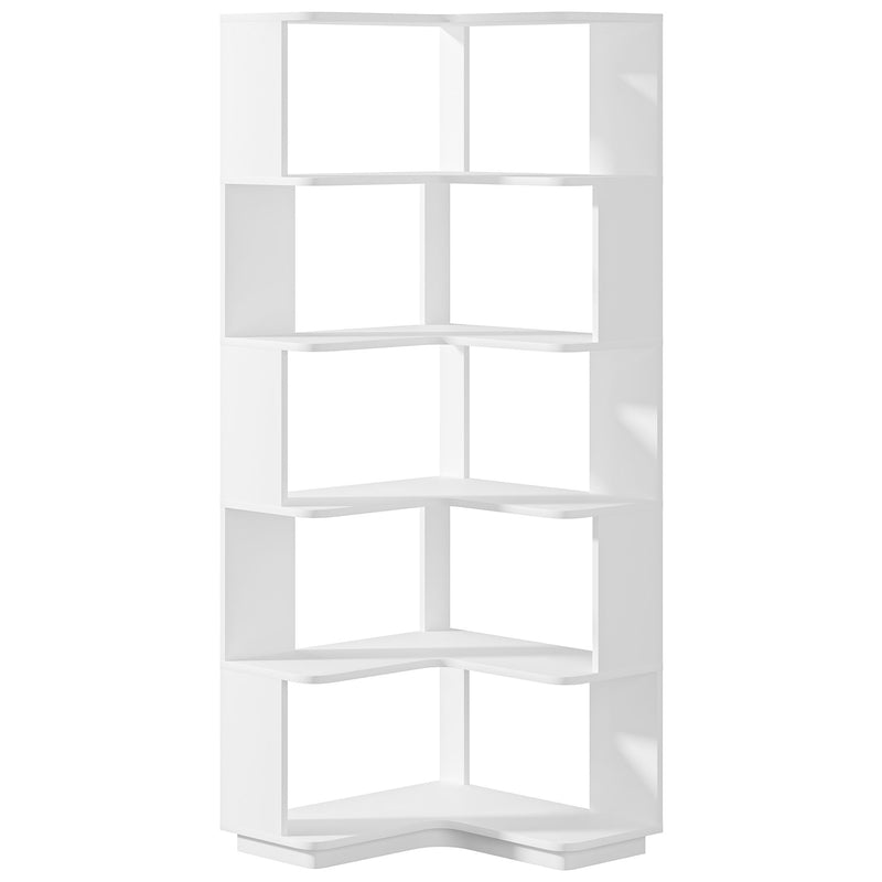 6 Tier Corner Bookshelf, L-Shaped Freestanding Shelf With Anti Drop Panels