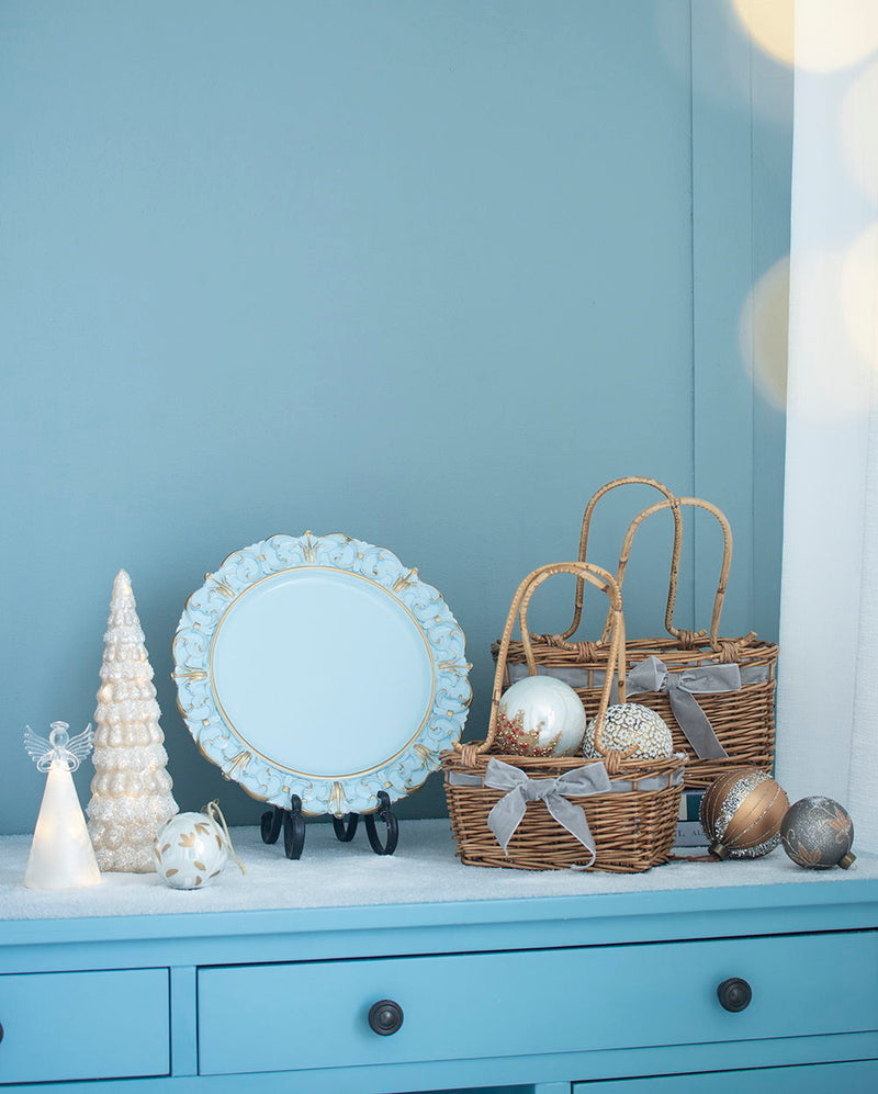 Plastic Charger Plate (Set of 6) - Blue / Gold