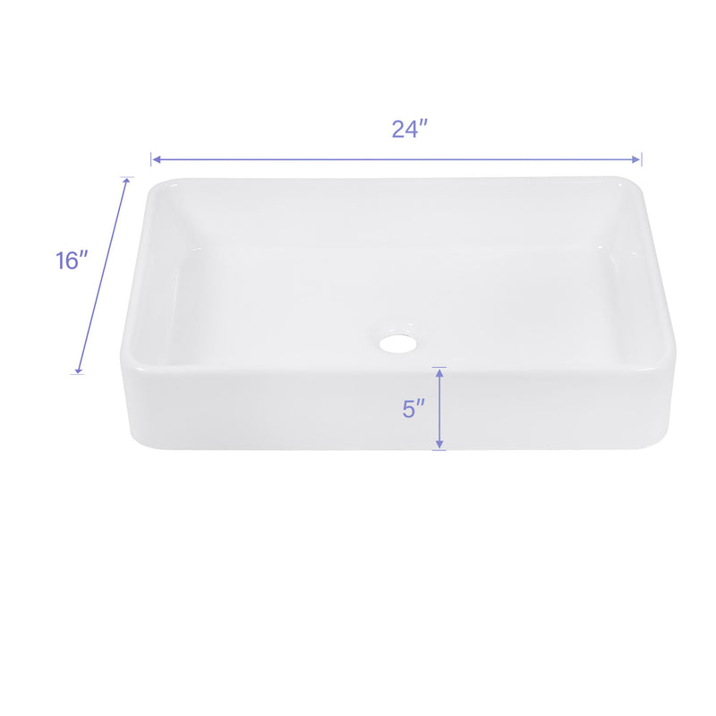 Modern European Design Ceramic Rectangular Vessel Bathroom Sink