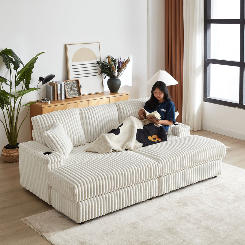 3 Seater Sofa With 2 Ottomans For Living Room