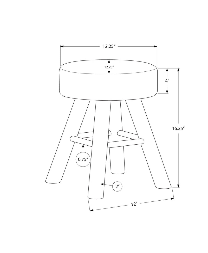 Ottoman, Pouf, Footrest, Foot Stool, Round Velvet, Natural Wood Legs, Contemporary, Modern