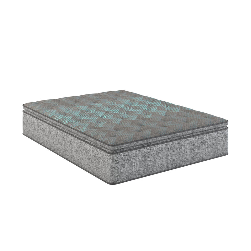 Comfort Care - 10" Twin Extra Long, Hybrid Euro Top Mattress Plush Comfort - Gray / Blue