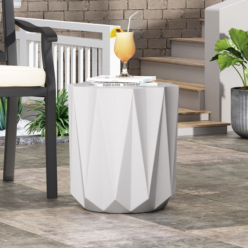 Outdoor Lightweight Concrete Side Table - Antique White
