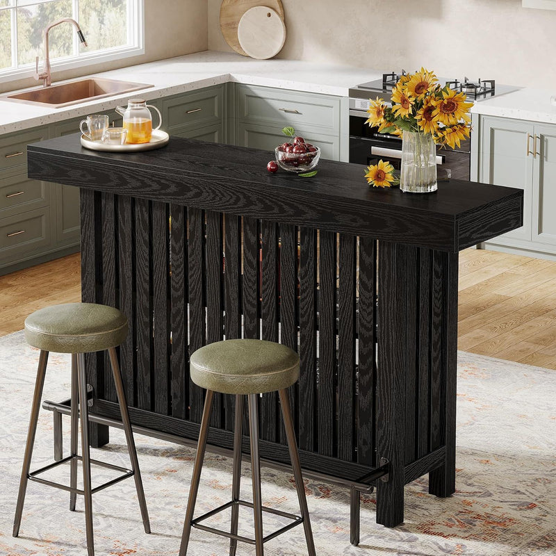 2 Tier Mini Bar Table For Kitchen - Black