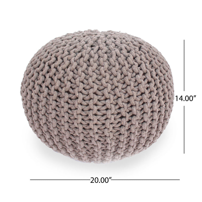 Moro - Knitted Cotton Round Pouf With Pumpkin Shape