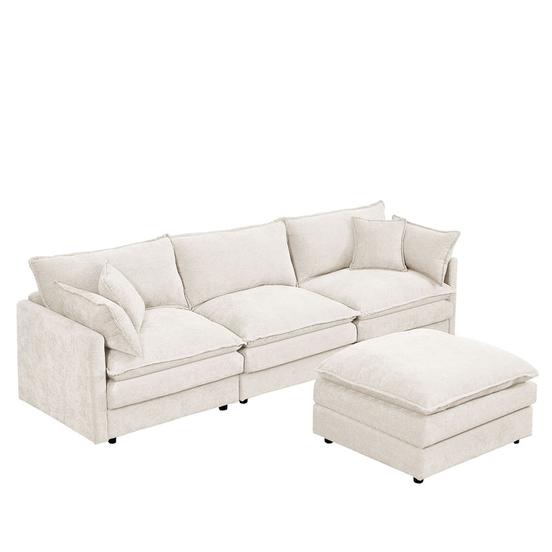 Modular L-Shaped Sectional Sofa With Movable Ottoman