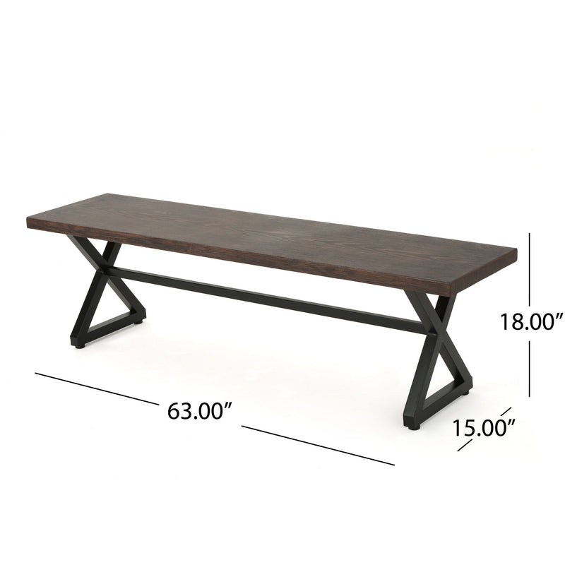 Modern Aluminum Outdoor Dining Bench With X Base