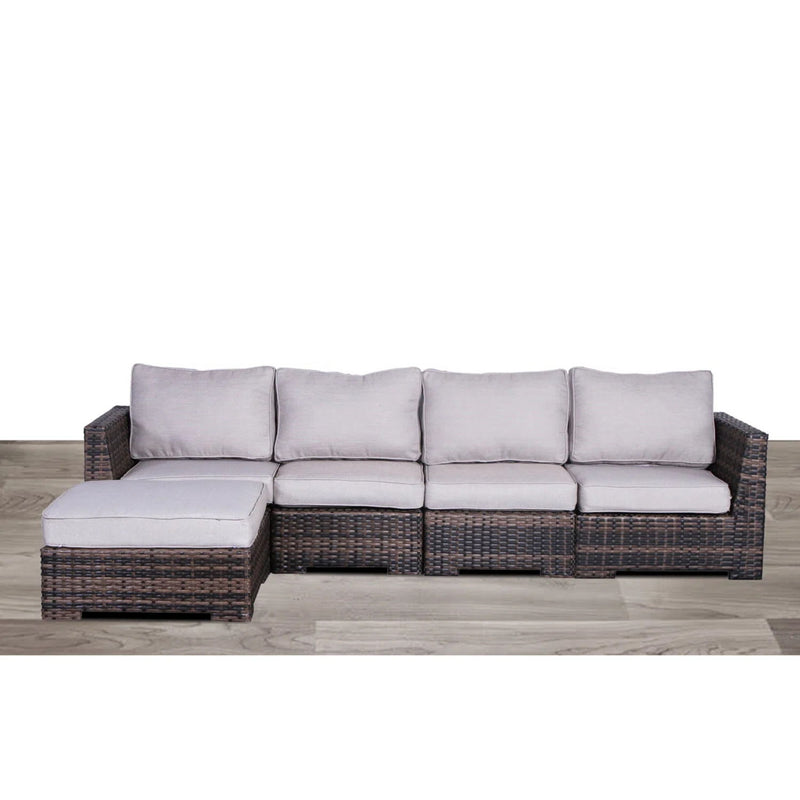 Wide Patio Sectional With Cushions - Brown