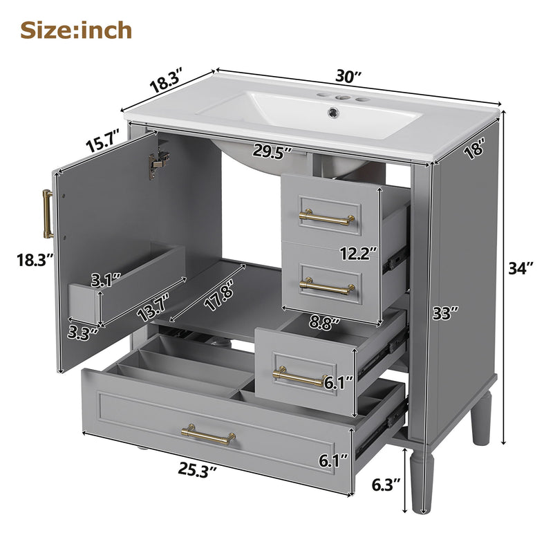 Traditional Bathroom Vanity Set With Soft Close Doors