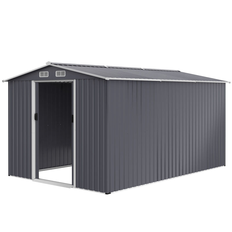 Outdoor Storage Shed Large Metal Tool Sheds, Heavy Duty Storage House With Sliding Doors