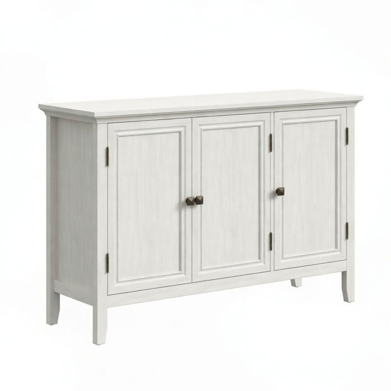 3 Door Buffet Cabinet With Adjustable Shelves - Matte White / Grayish