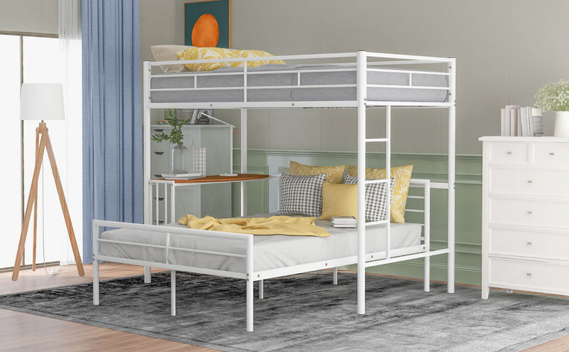 Bunk Bed With Desk, Ladder And Quality Slats For Bedroom