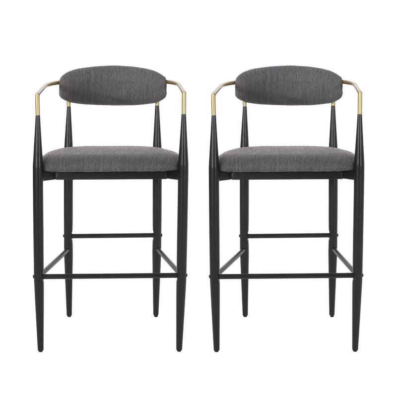 Upholstered Bar Stools With Backs For Kitchen Island (Set of 2)