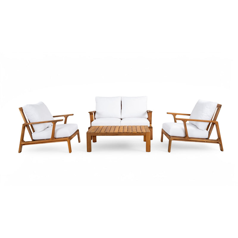 4 Piece Outdoor Sofa Set With Cushions And Coffee Table