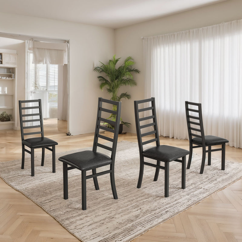 Metal Dining Chairs With Steel Legg, High Back Armless Design