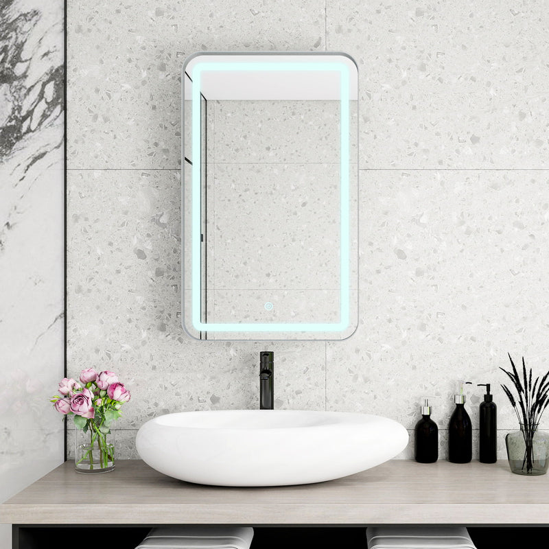 Rectangle Medicine Cabinet Mirror Bathroom Mirror With Storage Wall Mounted Medicine Mirror Cabinet With LED - Sliver
